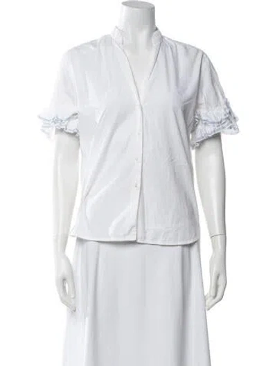 Pre-owned Sandro Short Sleeve Blouse In White