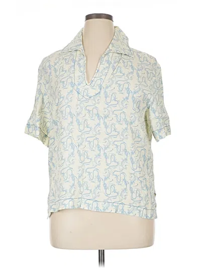 Pre-owned Sandro Short Sleeve Button Down Shirt In Blue