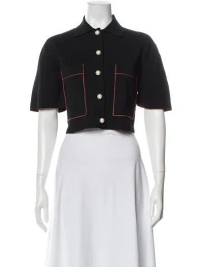 Pre-owned Sandro Short Sleeve Button-up Top In Gray