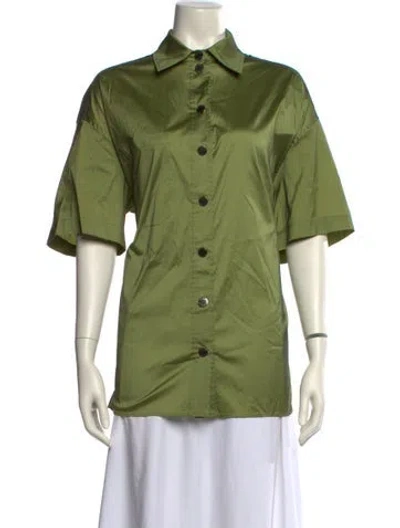 Pre-owned Sandro Short Sleeve Button-up Top W/ Tags In Green