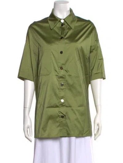 Pre-owned Sandro Short Sleeve Button-up Top W/ Tags In Green