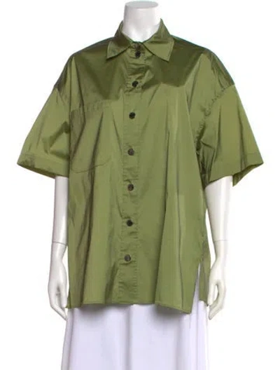 Pre-owned Sandro Short Sleeve Button-up Top W/ Tags In Green
