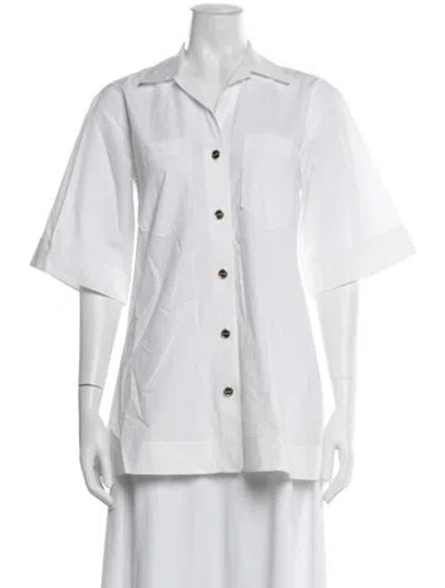 Pre-owned Sandro Short Sleeve Button-up Top In White
