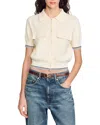 Sandro Womens Naturels Short-sleeved Ribbed Cotton-blend Cardigan In Ecru