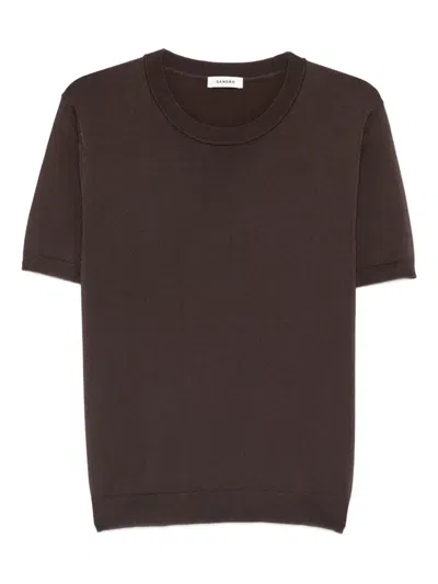 Sandro Short-sleeve Crew-neck T-shirt In Brown