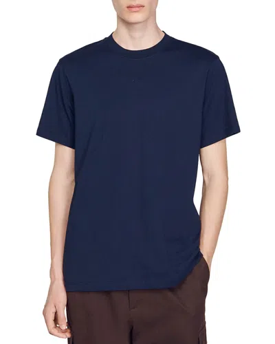 Sandro Short Sleeve Crewneck Tee In Navy Blue