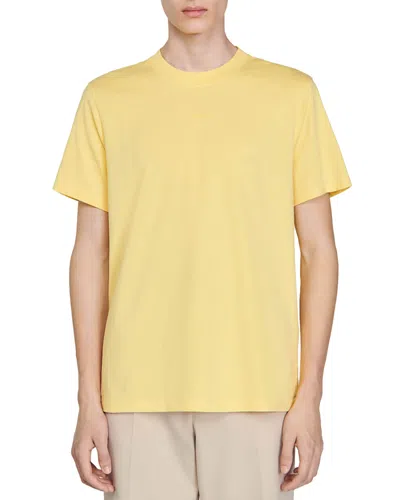 Sandro Man T-shirt Light Yellow Size Xl Cotton In Yellow Lemon