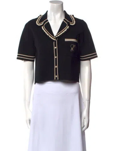 Pre-owned Sandro Short Sleeve Crop Top In Black