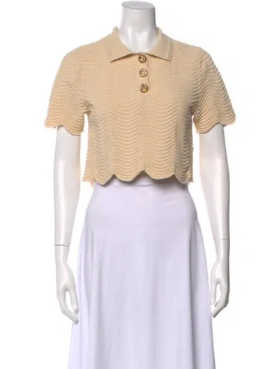 Pre-owned Sandro Short Sleeve Crop Top In Neutral