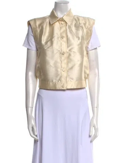 Pre-owned Sandro Short Sleeve Crop Top W/ Tags In Neutral