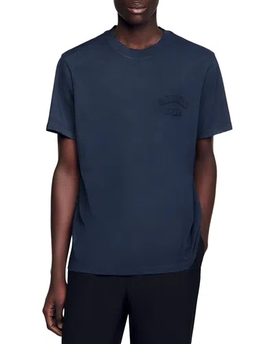 Sandro Short Sleeve Faded Tee In Blue
