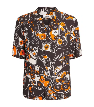 Sandro Mens Black Brown Retro-print Short-sleeved Woven Shirt In Multi