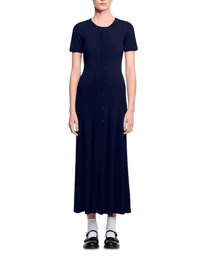 SANDRO SHORT SLEEVE KNIT MAXI DRESS