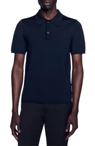 Sandro Short-sleeve Knitted Polo Shirt In Black