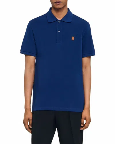 Sandro Short Sleeve Logo Polo Shirt In Blue