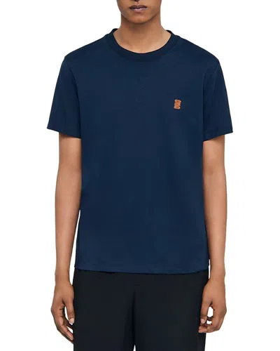Sandro Short Sleeve Logo Tee In Blue