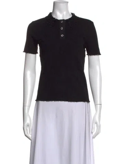 Pre-owned Sandro Short Sleeve Polo In Black