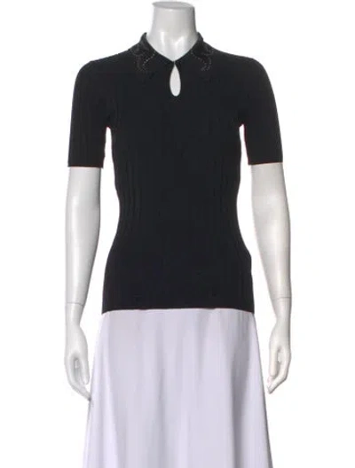 Pre-owned Sandro Short Sleeve Polo In Black