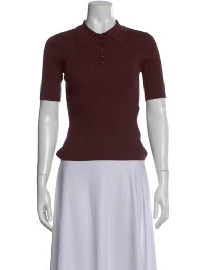 Pre-owned Sandro Short Sleeve Polo In Burgundy