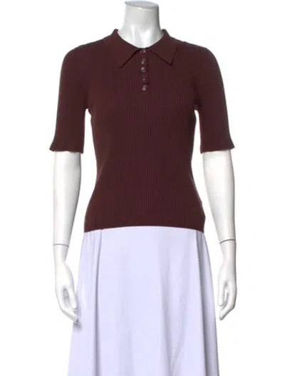 Pre-owned Sandro Short Sleeve Polo In Burgundy