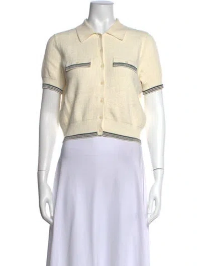 Pre-owned Sandro Short Sleeve Polo In Neutrals