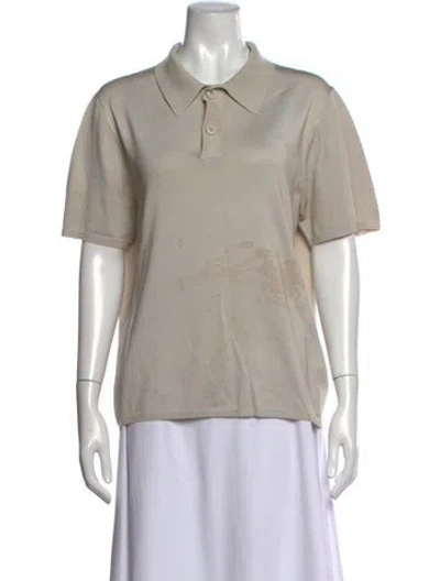 Pre-owned Sandro Short Sleeve Polo In Neutrals