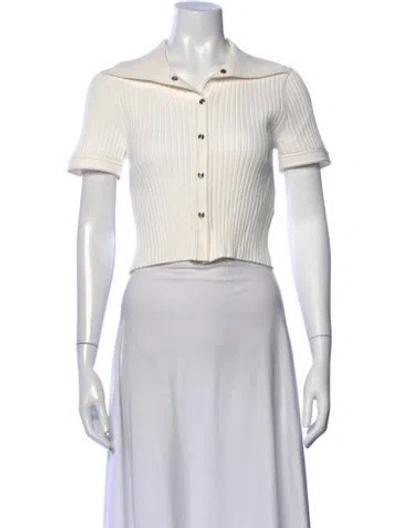 Pre-owned Sandro Short Sleeve Polo In White