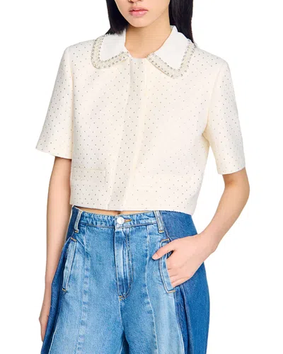 SANDRO SHORT SLEEVE RHINESTONE JACKET