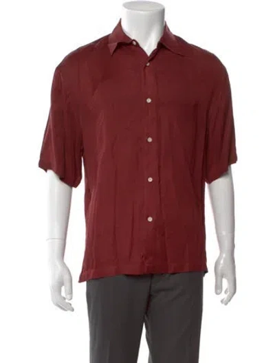 Pre-owned Sandro Short Sleeve Shirt In Burgundy