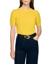 Sandro Womens Gold Yellow Logo-embroidered Short-sleeve Wool Jumper In Yellow