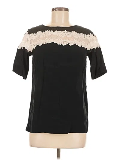 Pre-owned Sandro Short Sleeve Top Black Mock Neckline Tops