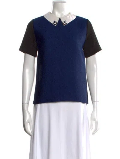 Pre-owned Sandro Short Sleeve Top In Black/blue