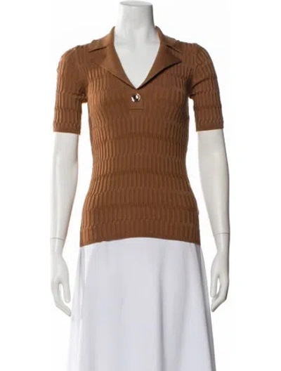 Pre-owned Sandro Short Sleeve Top In Brown