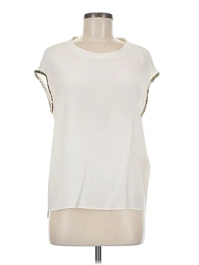 Pre-owned Sandro Short Sleeve Top Ivory Cold Shoulder Neckline Tops In White