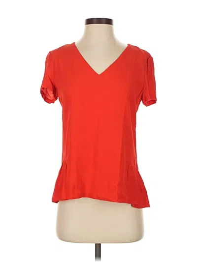 Pre-owned Sandro Short Sleeve Top Red V Neck Tops