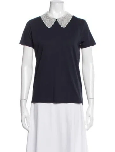 Pre-owned Sandro Short Sleeve T-shirt In Blue/white