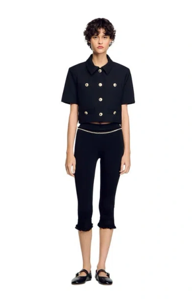 Sandro Short-sleeved Jacket In Noir / Gris