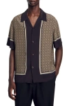 Sandro Fence Short Sleeve Shirt In Brown