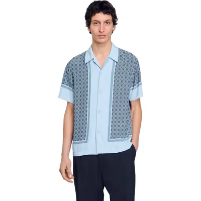 Sandro Short-sleeved Patterned Shirt In Chambray.