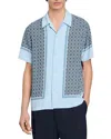Sandro Short-sleeved Patterned Shirt In Chambray