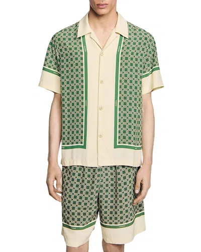 Sandro Short Sleeved Patterned Shirt In Super Green