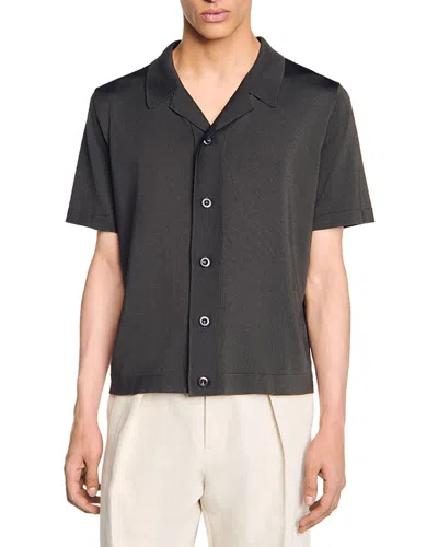 Sandro Short Sleeved Shirt In Dark Kaki.