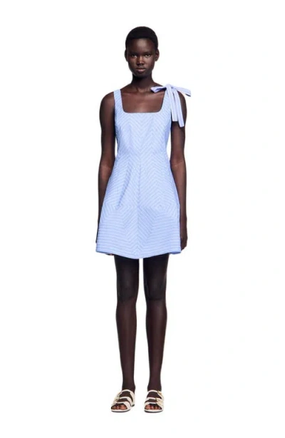 Sandro Short Striped Dress In Blue
