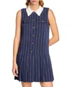 Sandro Pinstripe Mini Dress In Navy Ecru