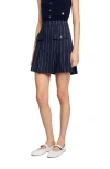 Sandro Pinstripe Mini Skirt In Navy/ecru