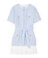 Sandro Short Tweed Dress In Blue