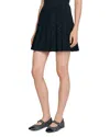 Sandro Short Tweed Pleated Skirt In Black