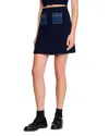 Sandro Ribbed Denim-pocket Skirt In Blue