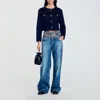Sandro Short Wool Jacket In Navy Blue