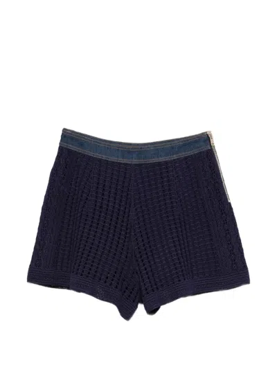 Sandro Shorts Mit Gestricktem Saum In Blue